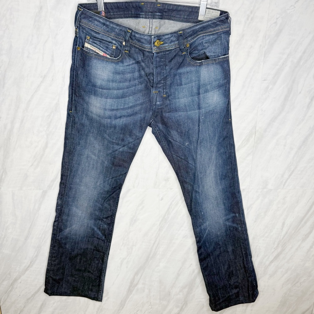 Diesel Zantiny Regular Bootcut Blue Jeans with Distressed Vintage Look 32